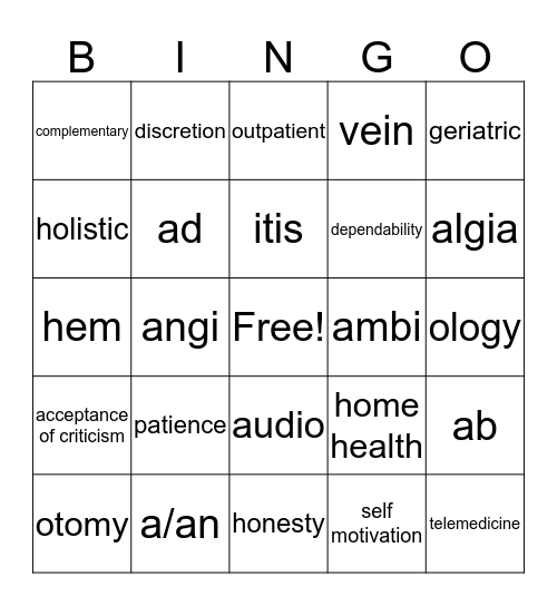 Health Bingo Card