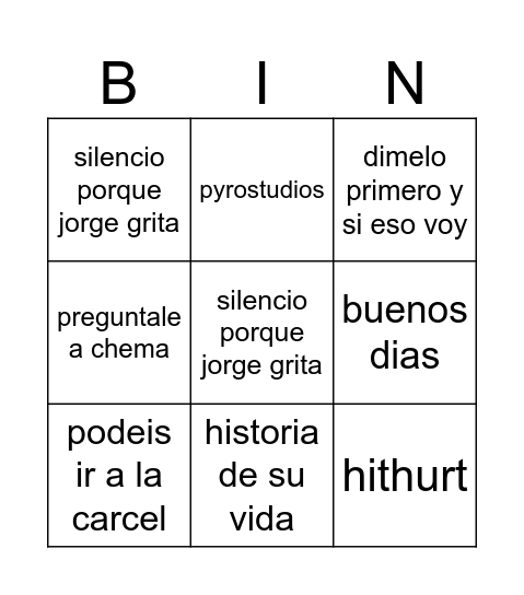 KIKE Bingo Card