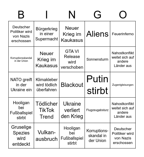Disaster Bingo 2025 Bingo Card