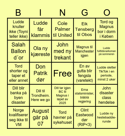 Magnus 2025 Bingo Card Bingo Card