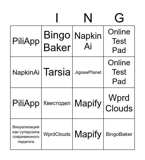 Инструменты визуализации Bingo Card