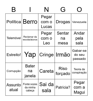 PROF VÍTOR Bingo Card