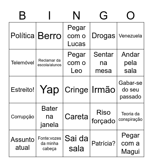 PROF VÍTOR Bingo Card