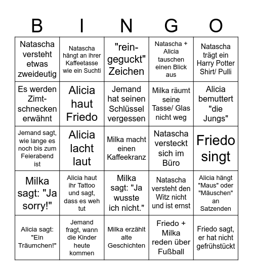 Rübe Mitarbeiter only Bingo Card
