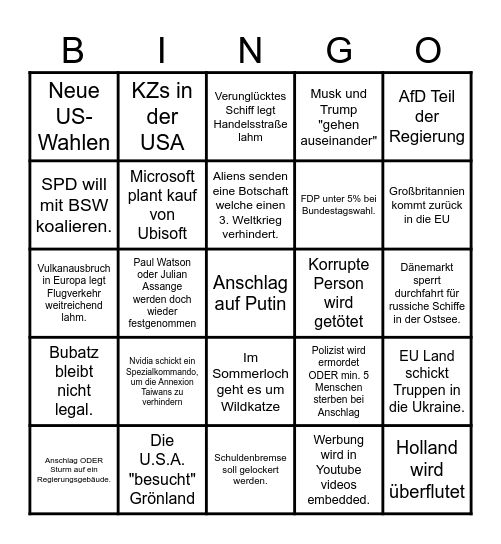 Bullshit Bingo 2025 Bingo Card