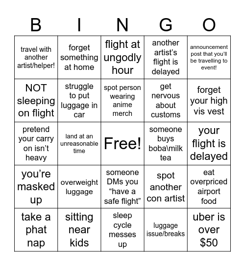 travelling artist alley con artist bingo! by cindryshoo Bingo Card