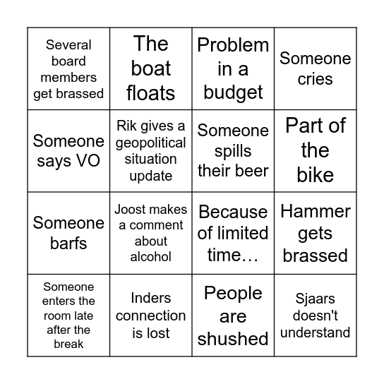 BCGMM Bingo Card