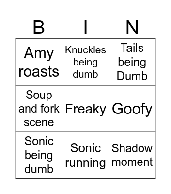 SONIC BOOM Bingo Card