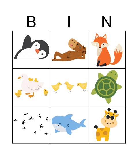 動物 Animals 翻轉卡 Bingo Card