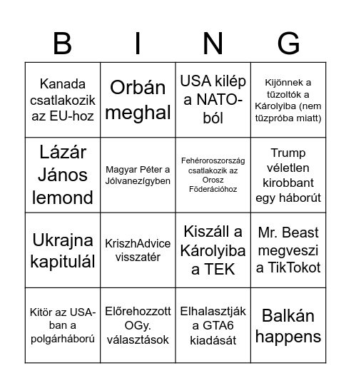 2025 Bingo Card