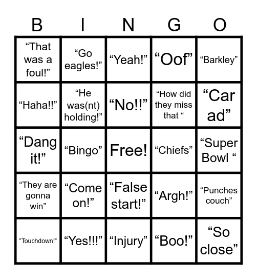 Football bingo Card