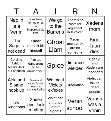 Onyx Storm Bingo Card