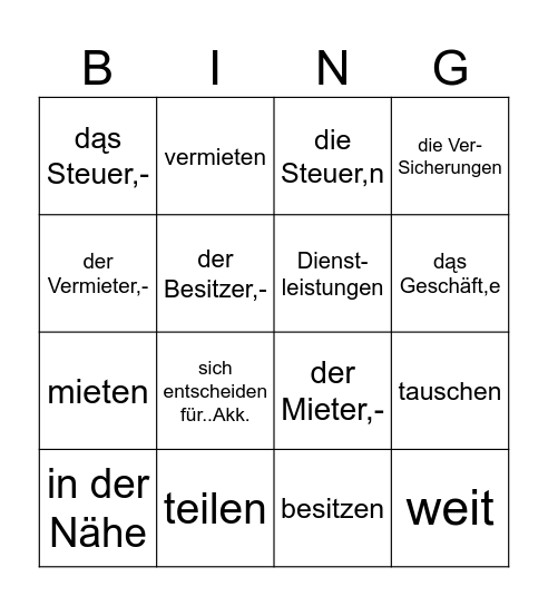 Teilen und Tauschen B1 Bingo Card