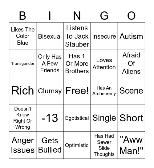 Diamond Kinnie Bingo Card