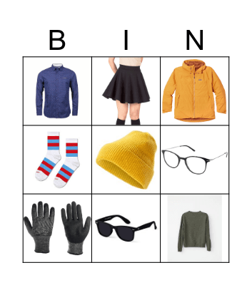 Clothes Bingo Card