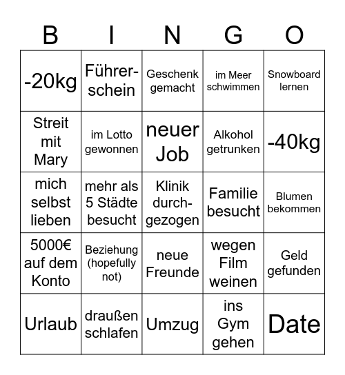 Bingo 2025 Bingo Card