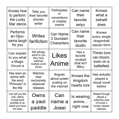 Find someone who: Bingo Card