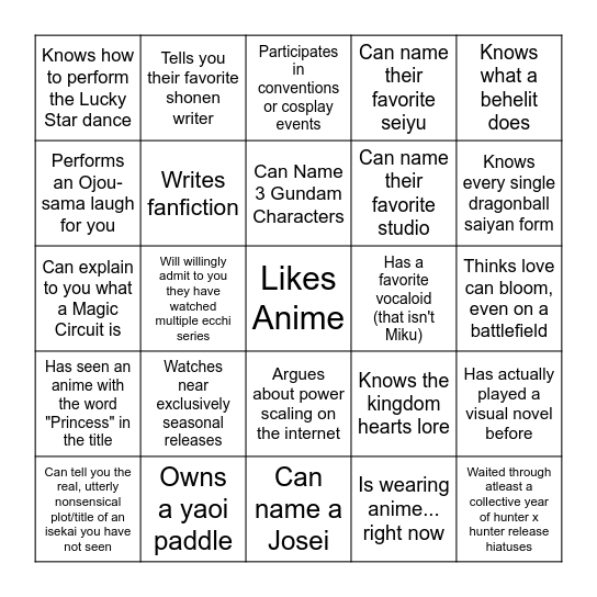 Find someone who: Bingo Card
