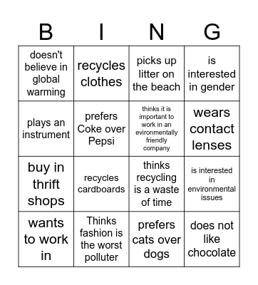 Find someone who... Bingo Card