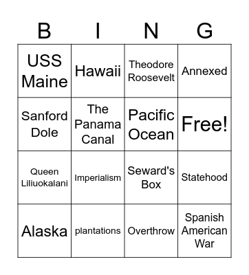 Imperialism Bingo Card