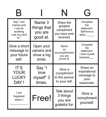 SELF-LOVE Bingo Card
