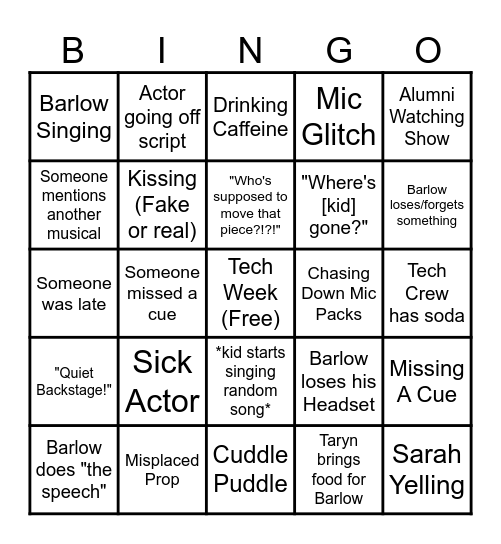 Tech Week BINGO Card