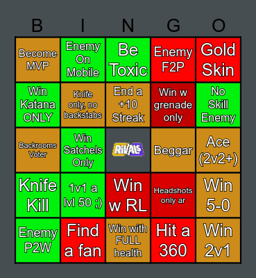 Roblox Rivals Bingo Card MADE BY SKIFTT! Bingo Card