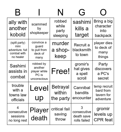 Folklore Bingo Card