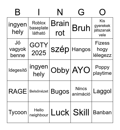 Roblox BINGO Card