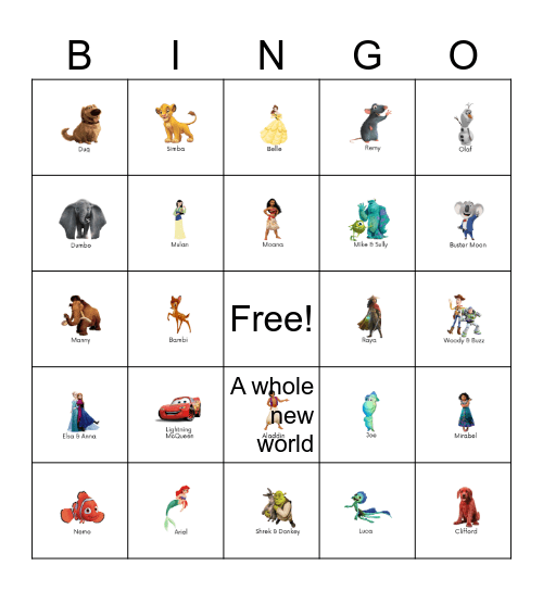 Disney Bingo Card