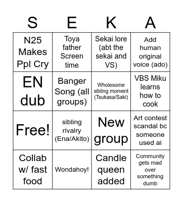 Pjsk Bingo Card