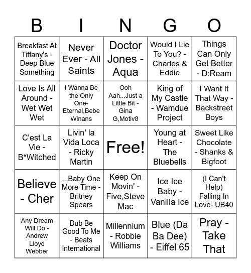 90's Round 3 Bingo Card