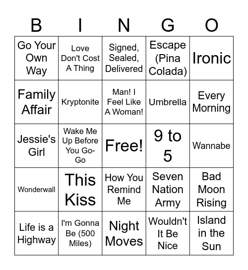 MUSIC 1 Bingo Card