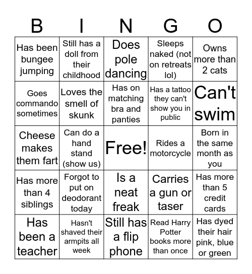 Get to Know Your Mo Ladies Bingo Card