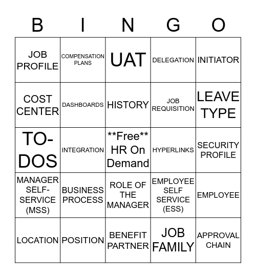 Workday Bingo Card