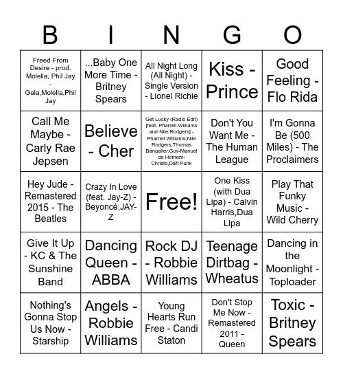 00's Round 4 Bingo Card