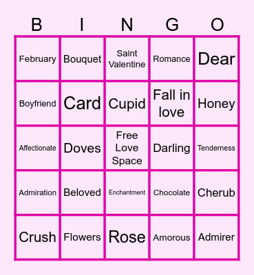 Kaplan's Valentine Bingo Card