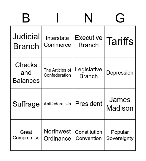 Unit 5 Vocab 1&2 Bingo Card