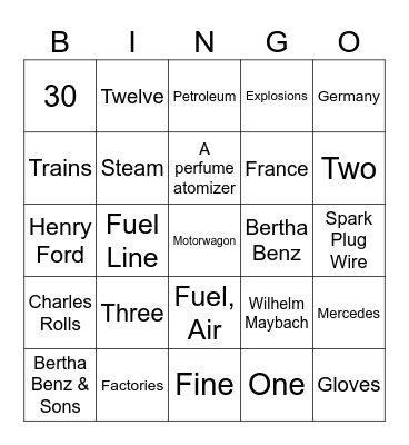 QA TCTBA: Fueling Invention Bingo Card