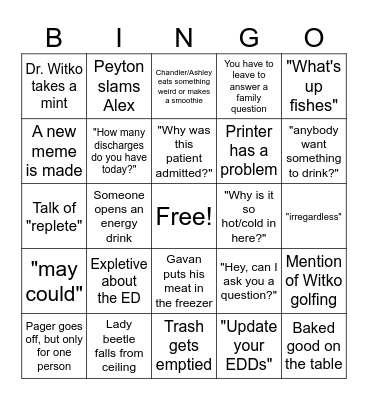 Things in the office BINGO Card