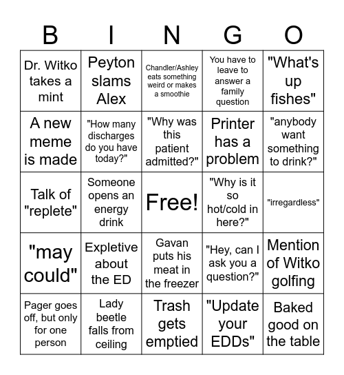 Things in the office BINGO Card