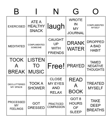 SELF CARE BINGO Card
