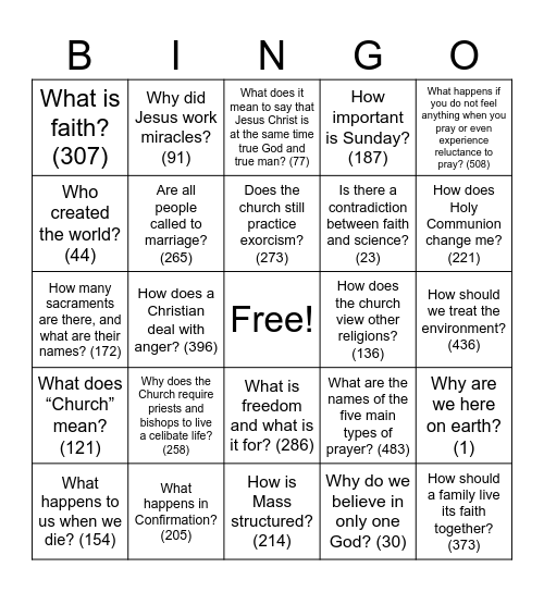 6th MM - YouCat Bingo Card