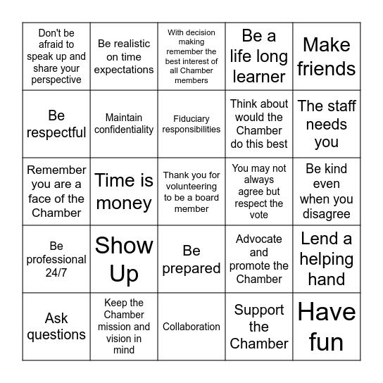What Makes a Good Board Member Bingo Card