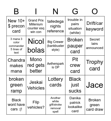 Aetherdrift Bingo Card