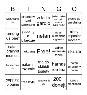 NATAN ZGORZYK BINGO Card
