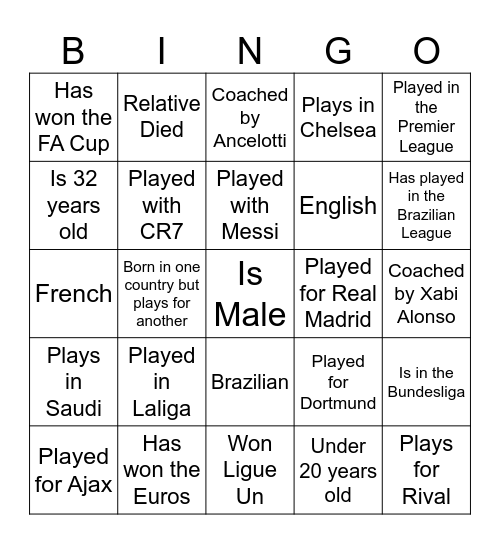 Football Bingo Card