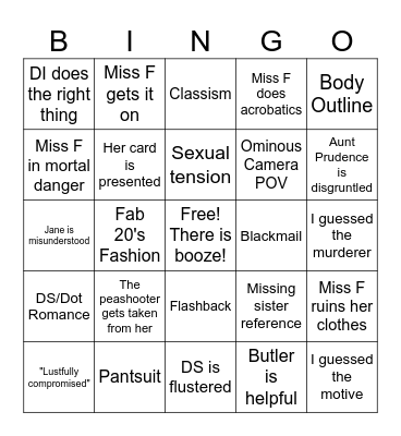 Miss Fisher Bingo Card