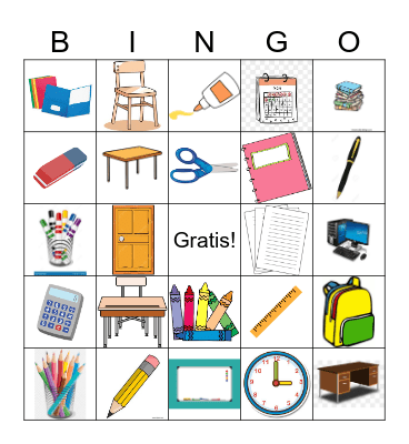 Materiales Escolares Bingo Card