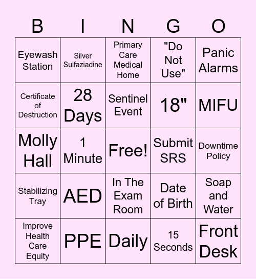TJC Trivia Bingo Card